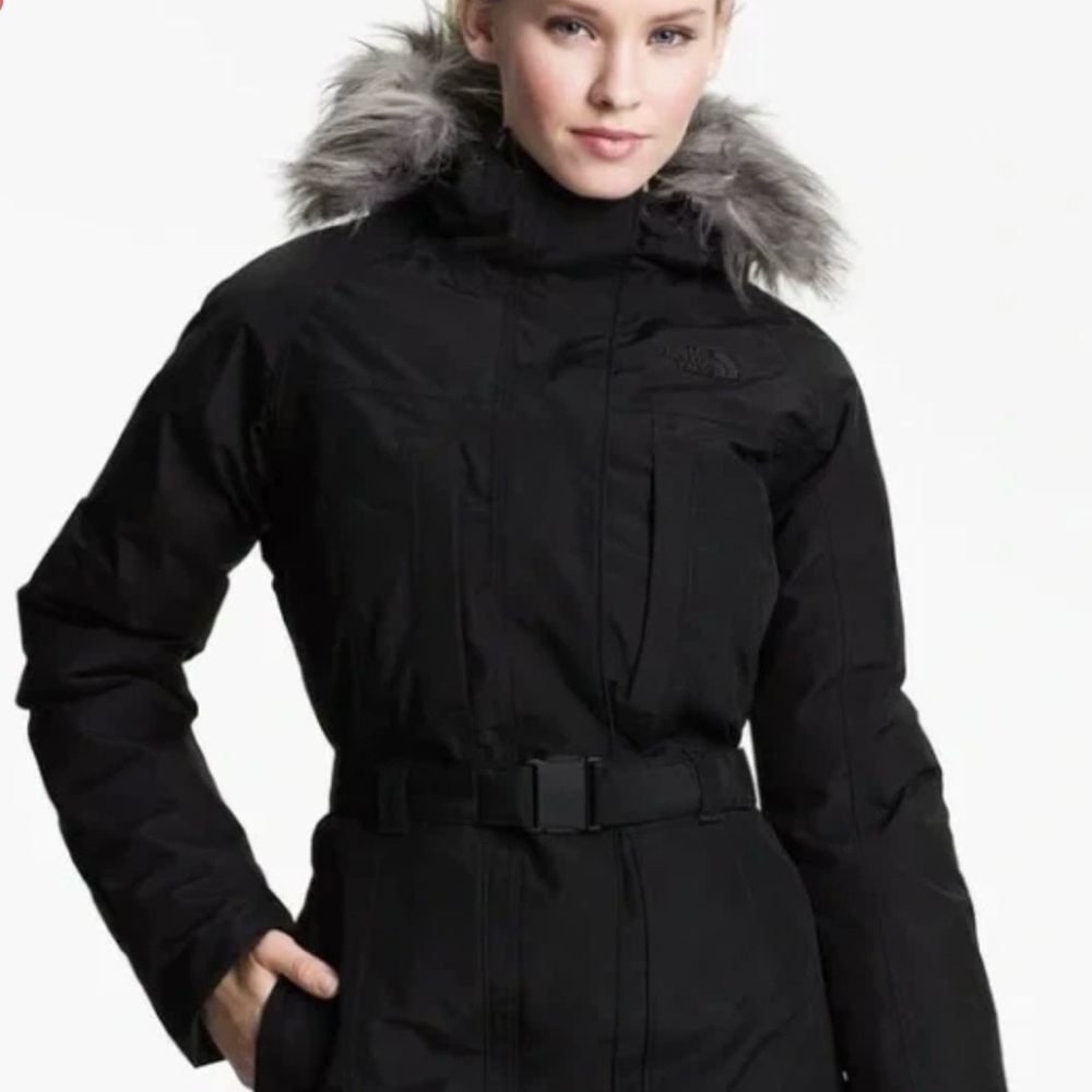 The North Face Women's Black Ski Jacket with Gray Fur Hood